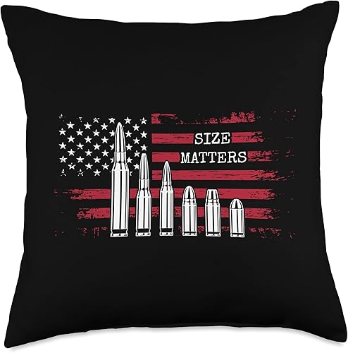 Size Matters Bullets & Caliber Gifts Camisa para amantes de las armas y municiones, tamaño importante, almohada de balas y calibre, 18.0 x 18.0in, Size Matters Bullets & Caliber Gifts Camisa para amantes de las armas y municiones, tamaño importante, almohada de balas y calibre, 18.0 x 18.0in,