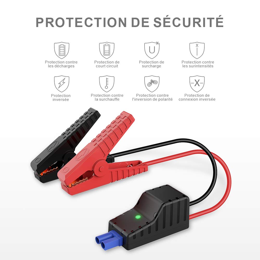 FLYLINKTECH Booster Batería 12000mAh 800A (4,0L Gasolina, Hasta 2,0L Diésel) Arrancador Portátil de Batería Impermeable IP67 para Auto Moto, Arrancador de Coche con Lámparas LED, Certificado UL