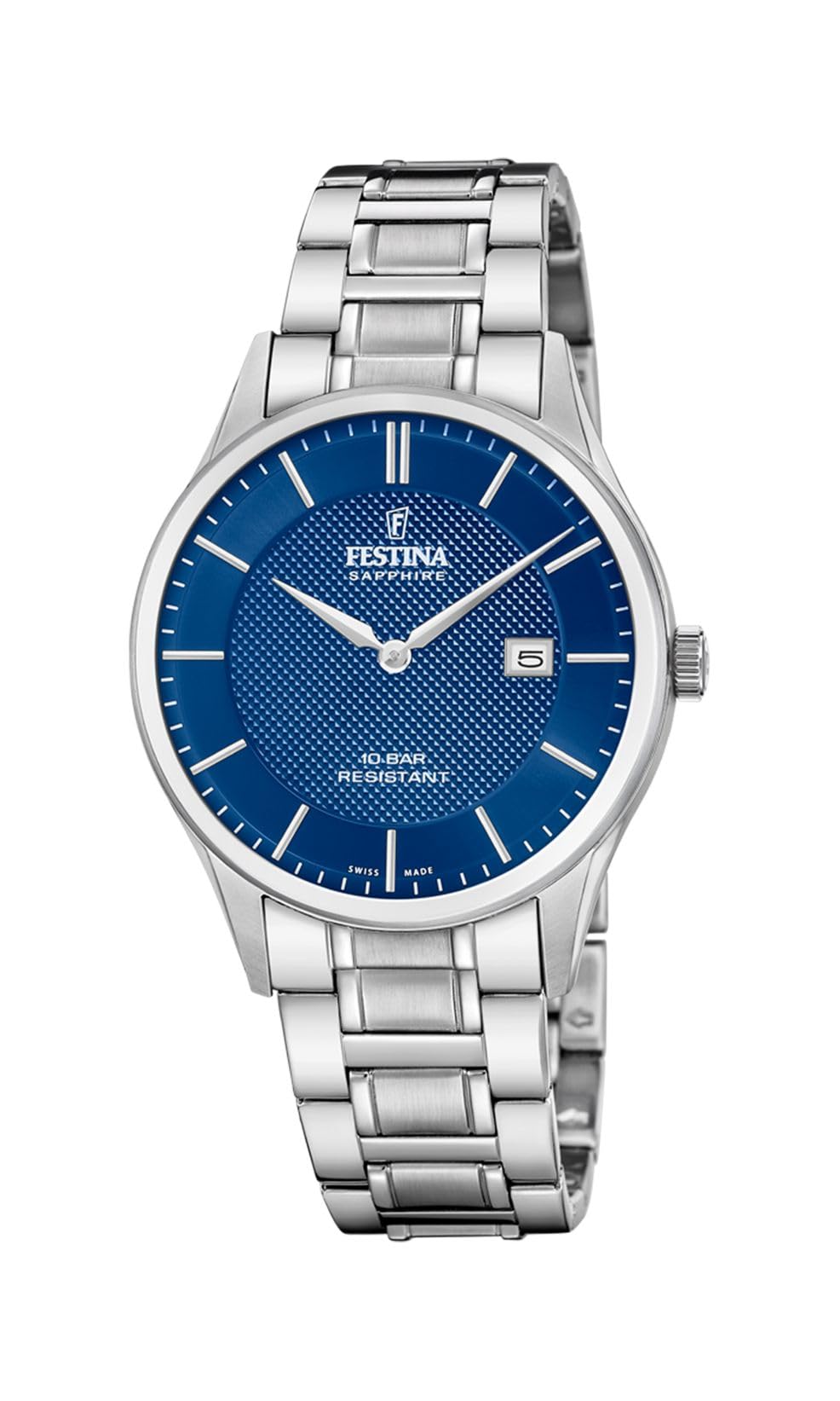Festina Swiss Made Reloj Hombre Analógico de Acero Inoxidable 316l Plateado