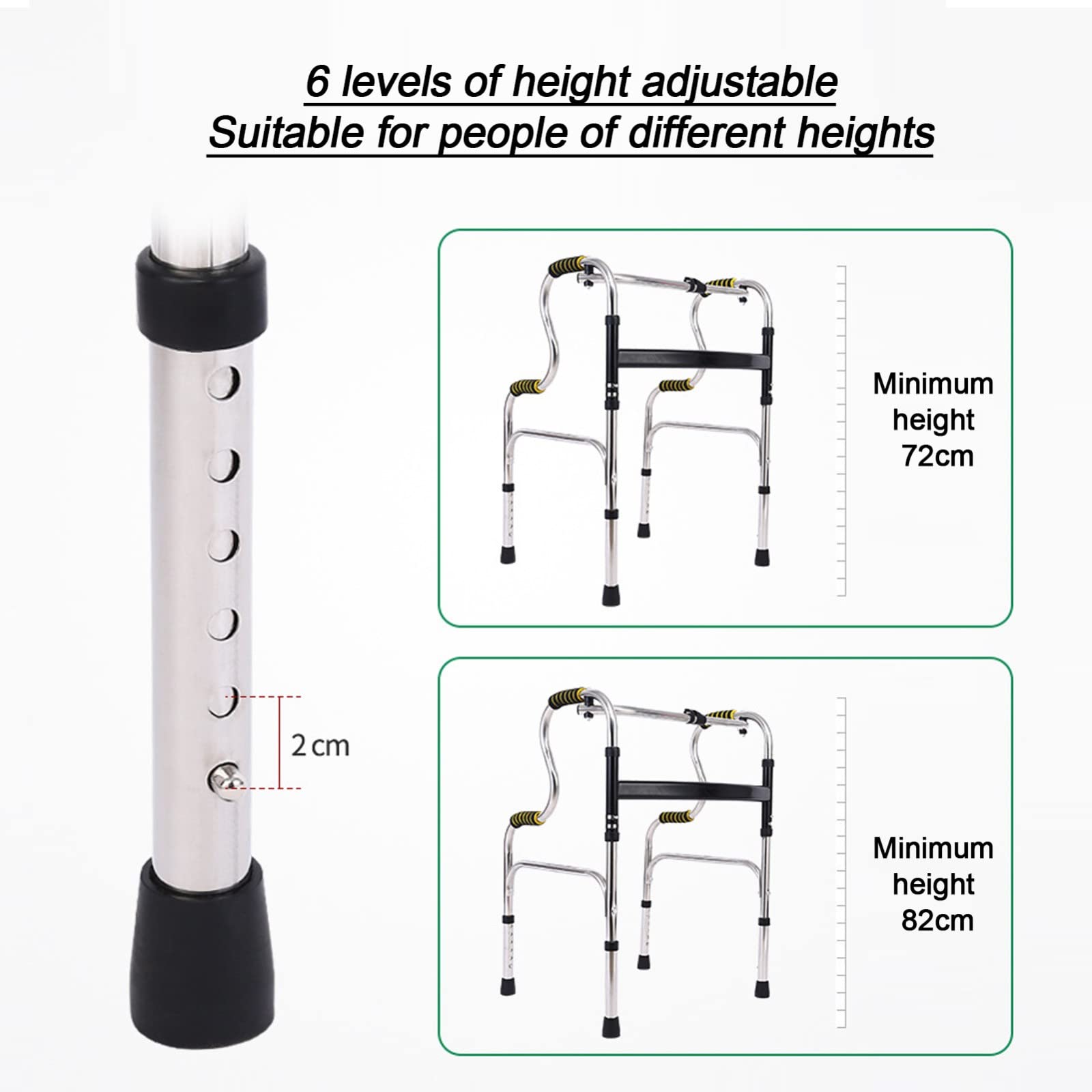 Andador vertical plegable de aluminio para ancianos, andador ligero con asiento y ruedas, marco de movilidad ajustable para discapacitados, uso en interiores y exteriores
