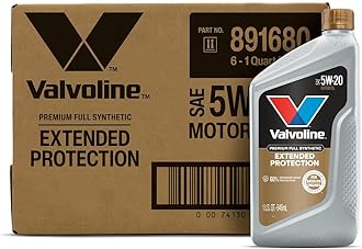 - Valvoline Extended Protection Full Synthetic Motor Oil SAE 5W-20 1 QT, Case of 6