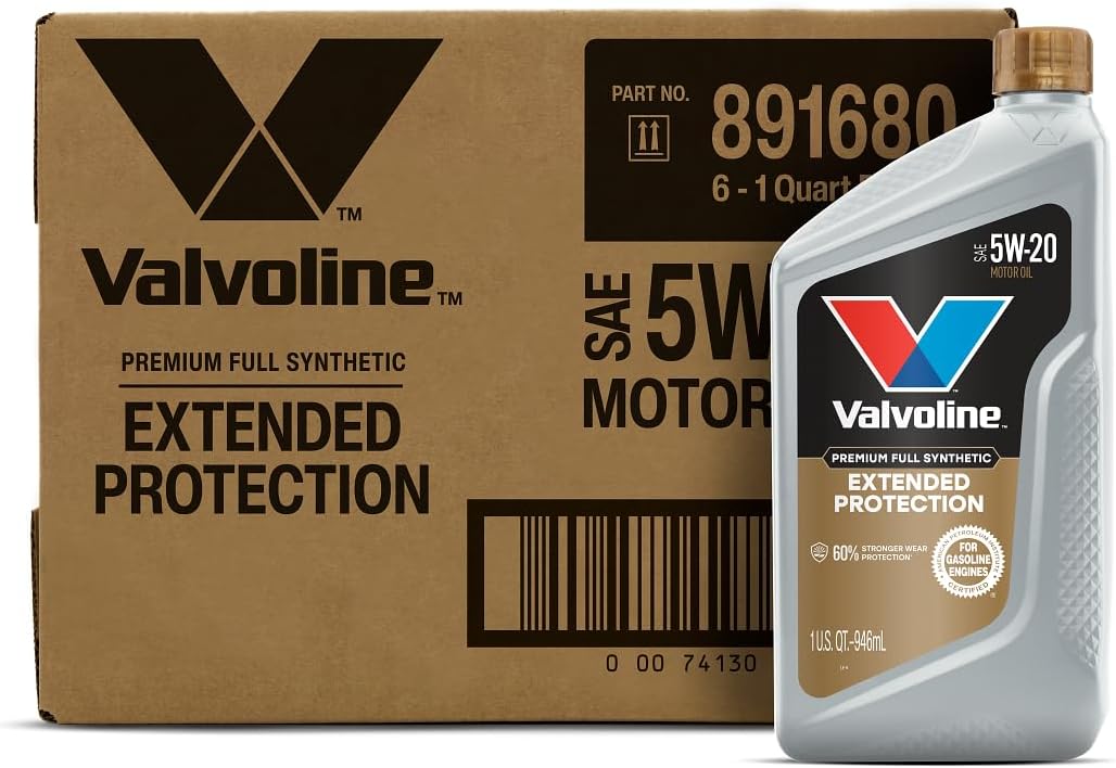 - Valvoline Extended Protection Full Synthetic Motor Oil SAE 5W-20 1 QT, Case of 6