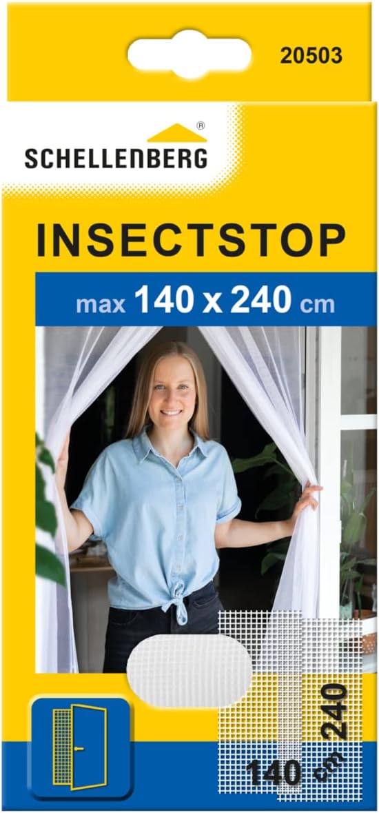 Schellenberg 20503 Fly, Insect, Mosquito Screen for Doors, White or Dark Gray (140 x 240 cm), 140x240cm