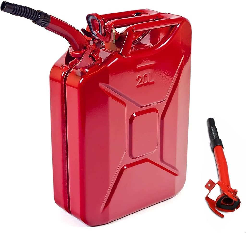 5 Gallon Metal Container with Spout and Handle, Trucks Cars Motorcycle Equipment,Green,1 Pack (Red, 1 Pack)