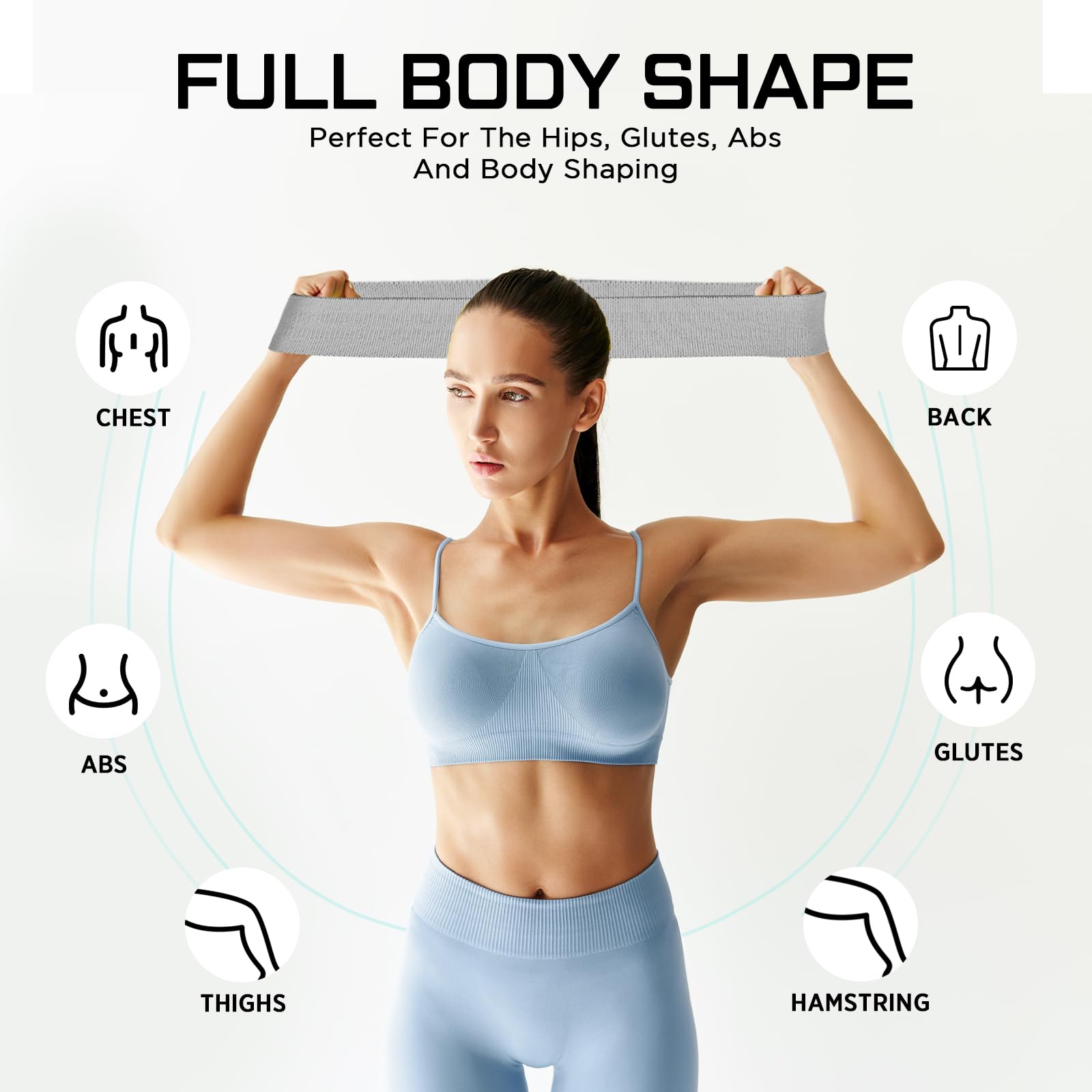 24 bandas de resistencia de tela para entrenar fuerzas para mujeres y hombres, bucle de resistencia para piernas y glúteos, yoga, pilates, rehabilitación, fitness y hogar