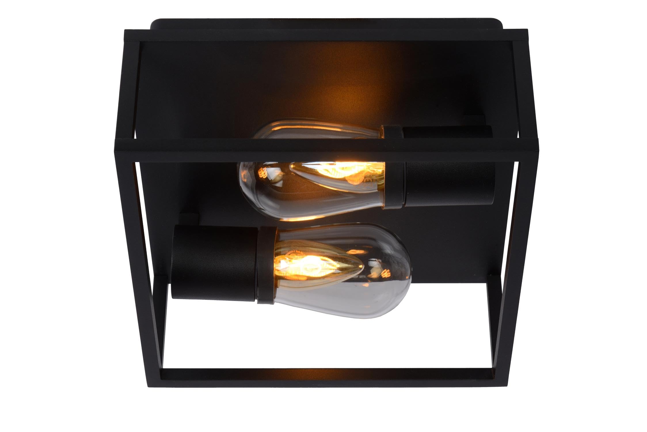 LUCIDE CARLYN - Plafonnier Salle de bains - 2xE14 - IP54 - Noir