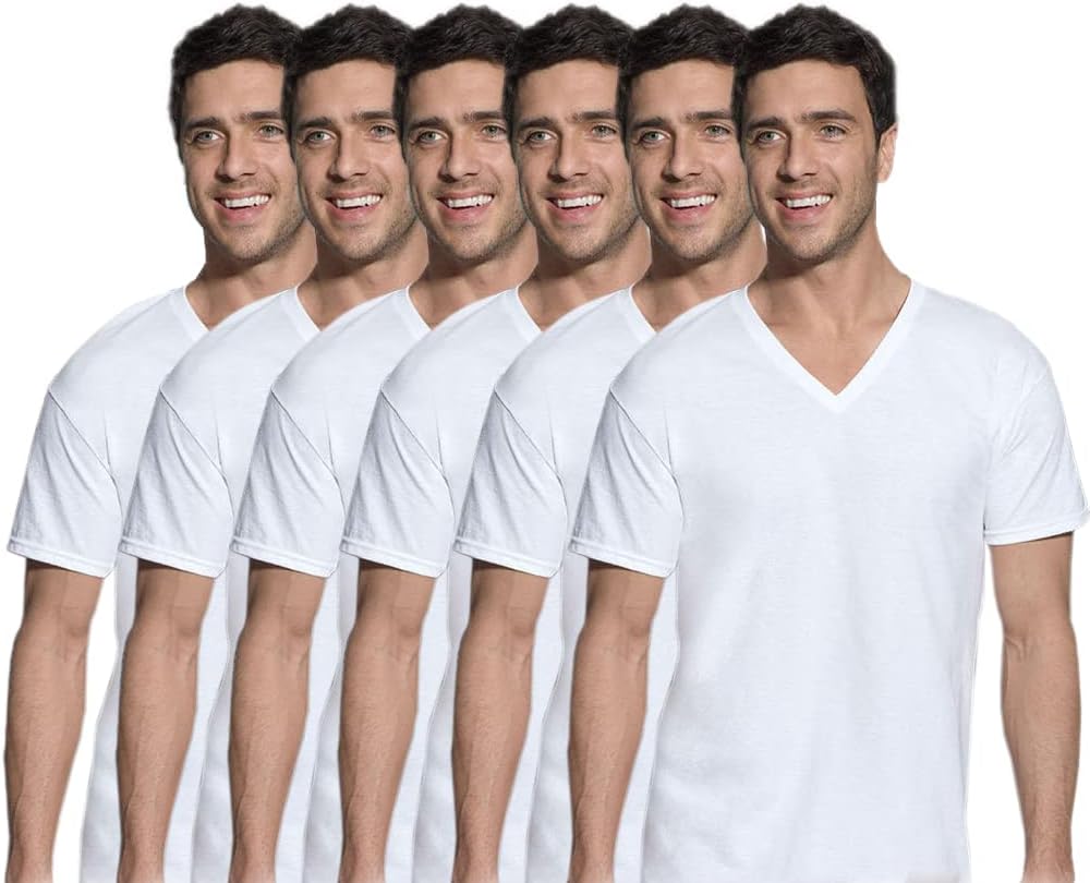 Hanes Men's 6 Pack Ultimate FreshIQ V-Neck T-Shirt