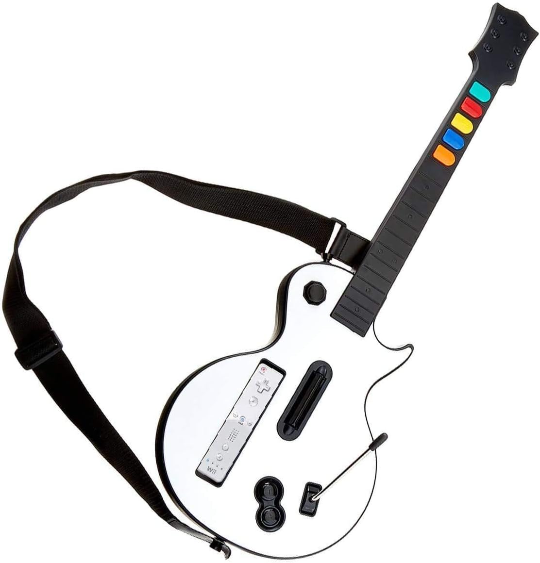 DOYO Wii Guitar, Wireless Wii Guitar Hero Controller for Guitar Hero Wii and Rock Band 2 Wii U Games (Excluding Rock Band 1) with Strap, White
