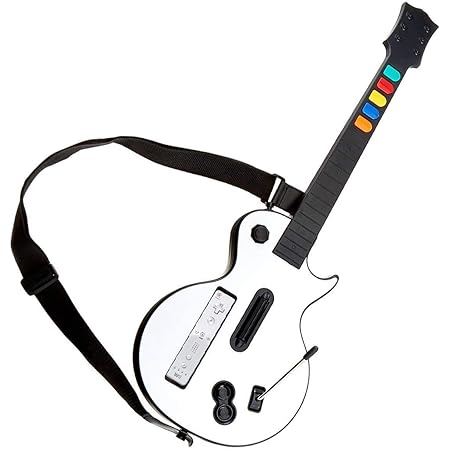 DOYO Guitare Guitar Hero Wii Wireless Blanche pour Nintendo Wii Guitar Hero et Rock Band, Guitare Sans Fil Contrôleur de Type Guitare Amovible pour Wii