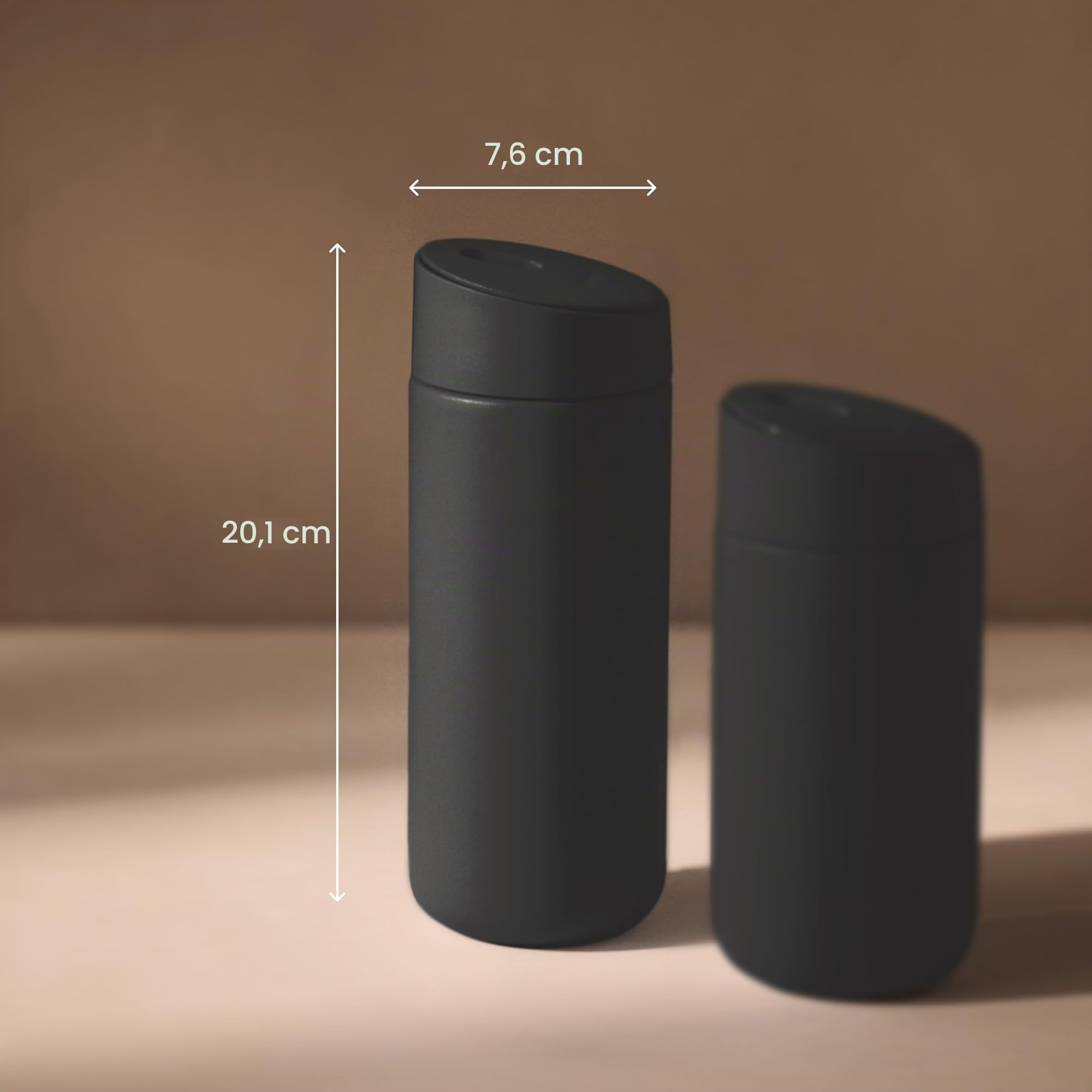 Fellow Carter Move Tasse à café de voyage avec couvercle à verrouillage coulissant - Gobelet à café anti-fuite avec intérieur en céramique et acier inoxydable isolés sous vide - Noir mat - 450 ml