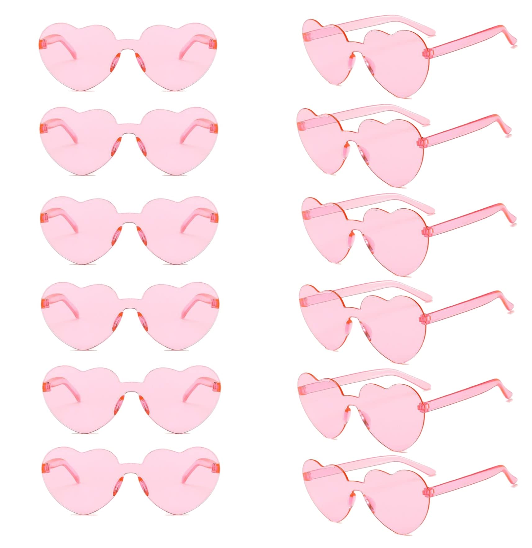 12 Pairs Heart Glasses Colorful Rimless Heart Shaped Sunglasses Love Glasses for Bachelorette Bride Party Favor