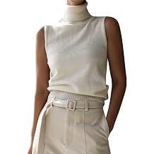 Women Elegant Turtleneck Sweater Vest Fall Trendy Casual Solid Sleeveless High Neck Knit Pullover Tank Top