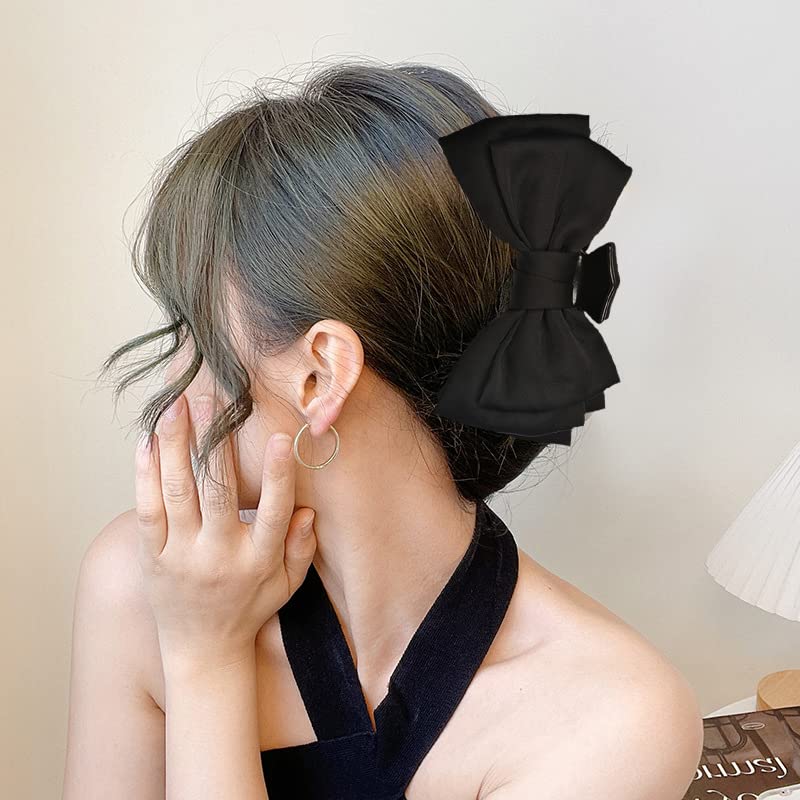 Miniatura 2 de Pinzas grandes de satén para el cabello, lazos negros para mujer, pinzas de garra grandes para cabello grueso y largo, accesorios para el cabello,