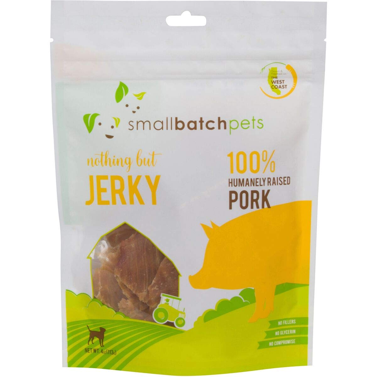 Buy Smallbatch Pets Premium Pork Jerky Treat for Dogs and Cats, 4 oz