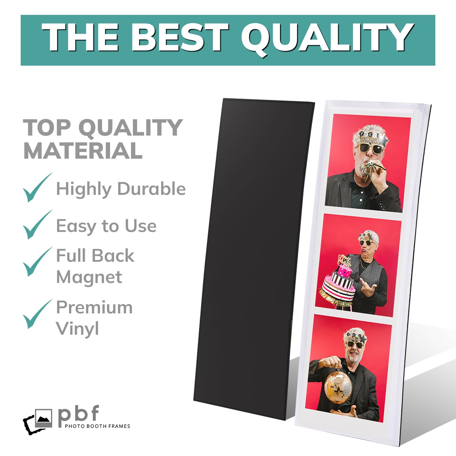 pbf PHOTO BOOTH FRAMES Magnetyczne ramki na zdjęcia do lodówki, 2 x 6 przezroczystych magnetycznych ramek winylowych na paski do zdjęć do lodówki, 50 sztuk