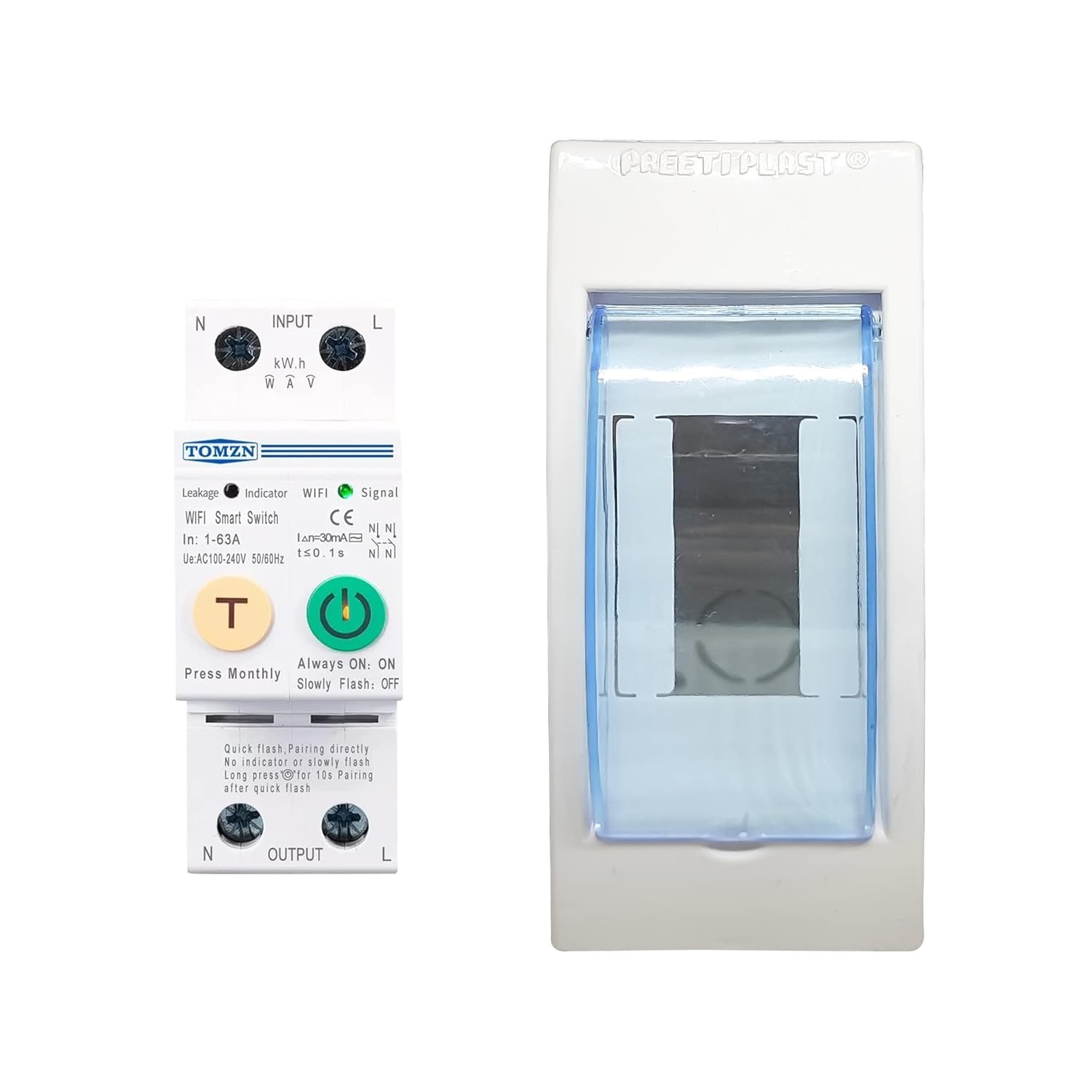 amiciSmart WiFi MCB, Circuit Breaker & Energy Meter with Over Voltage/Load Protection, with Weather-Proof Mount and SmartLife App Compatible (63A)-image-18