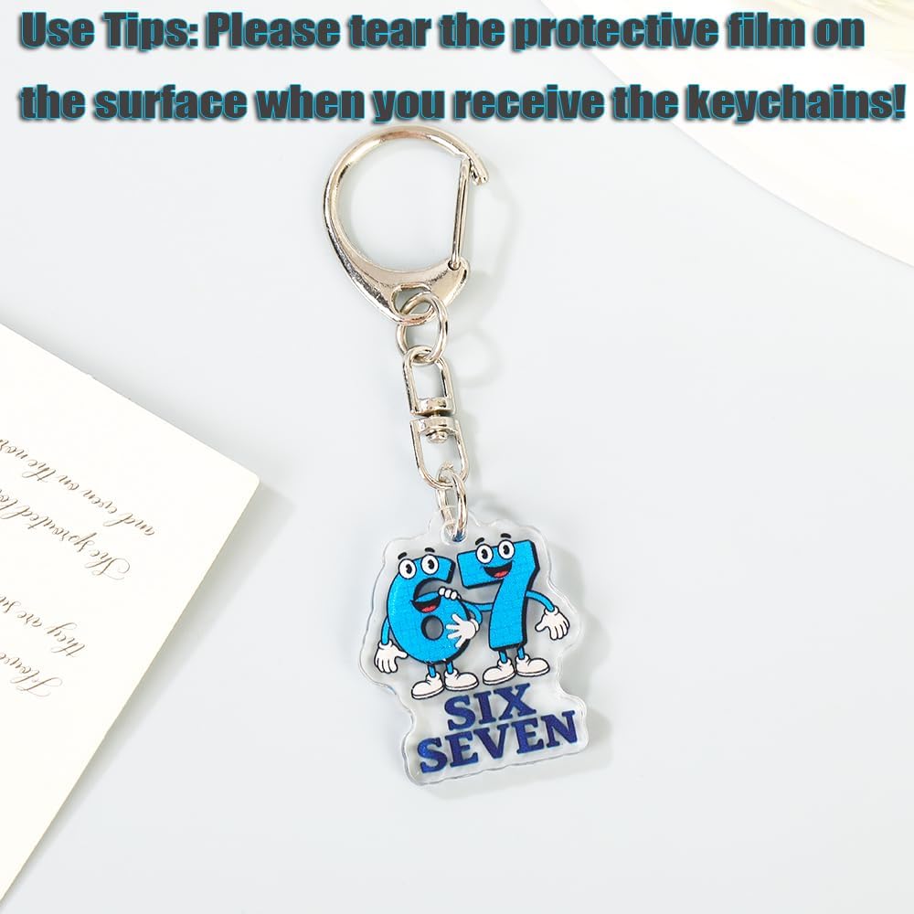 Six Seven Keychain 10PCS Set - Funny 6 7 Acrylic Keychain & Viral Meme Gifts | Bulk Six Seven Party Favors for Events, Bag Charms & Unique Gifts - Image 4