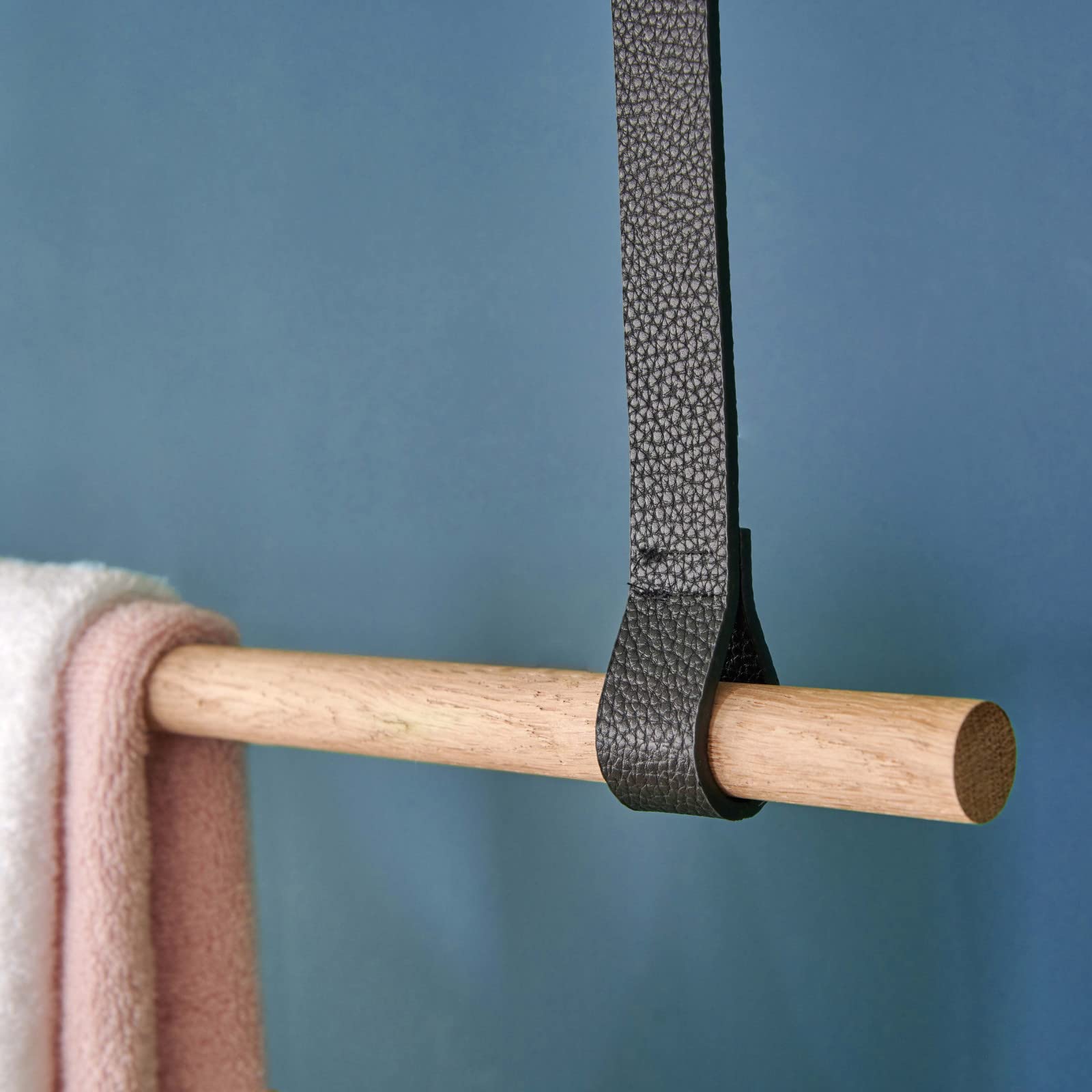 MOB-IN Penderie Suspendue Bois L100cm Noir avec lanières Cuir VIKY