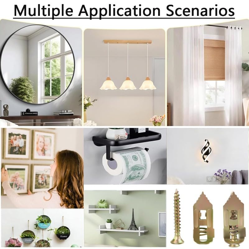 56pcs Self-Drilling Drywall Anchors and Screws Kit, No Drill Metal Wall Anchors for Plasterboard & Gypsum, Heavy Duty Steel Expansion Bolts with Zinc Screws for Hanging Decor & Shelves - 56 Sets