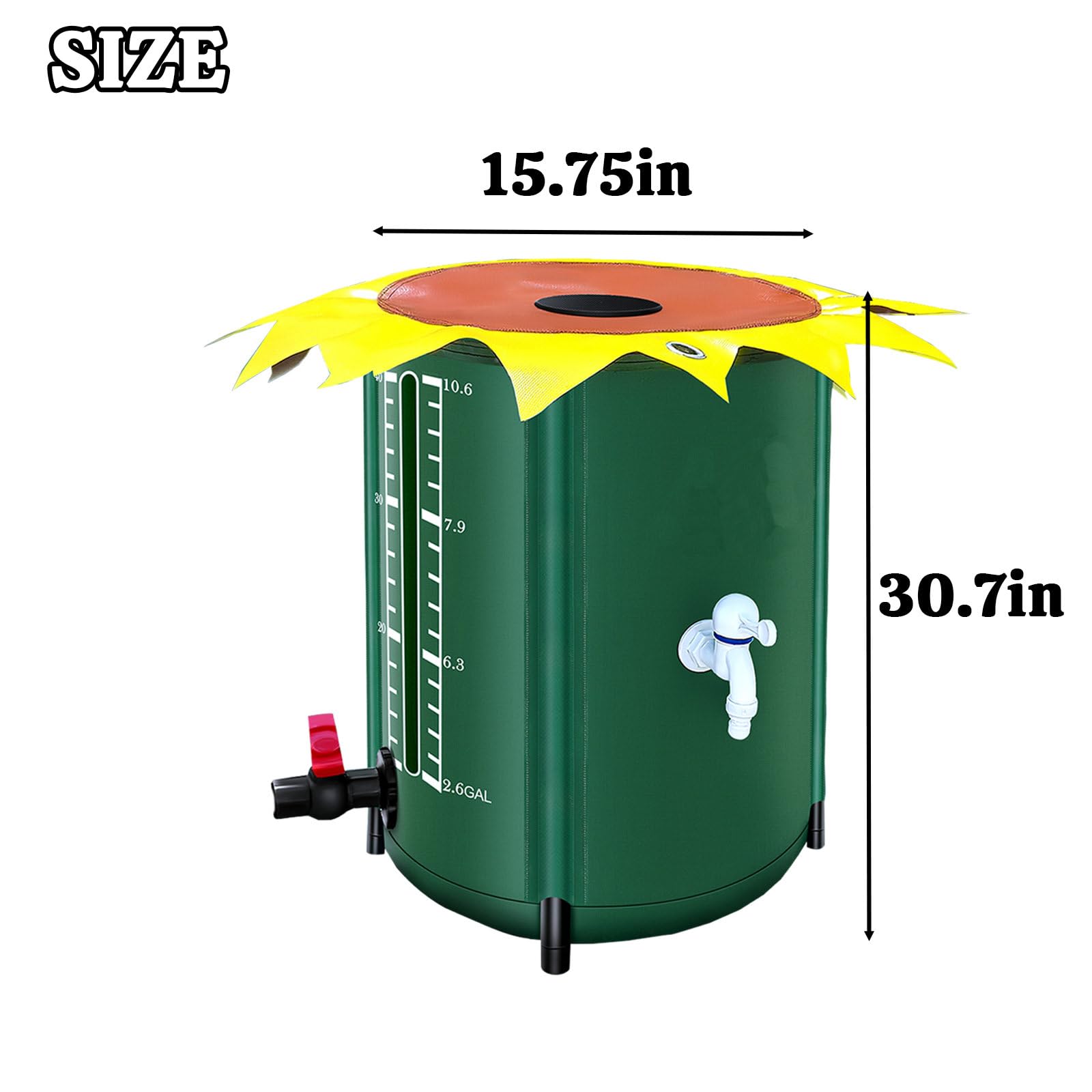 Sistema de barril plegable de recogida de agua de lluvia de 26 galones, solución eficiente de recolección de agua de lluvia con espiga, kit de soporte para tanque de captación, contenedores de