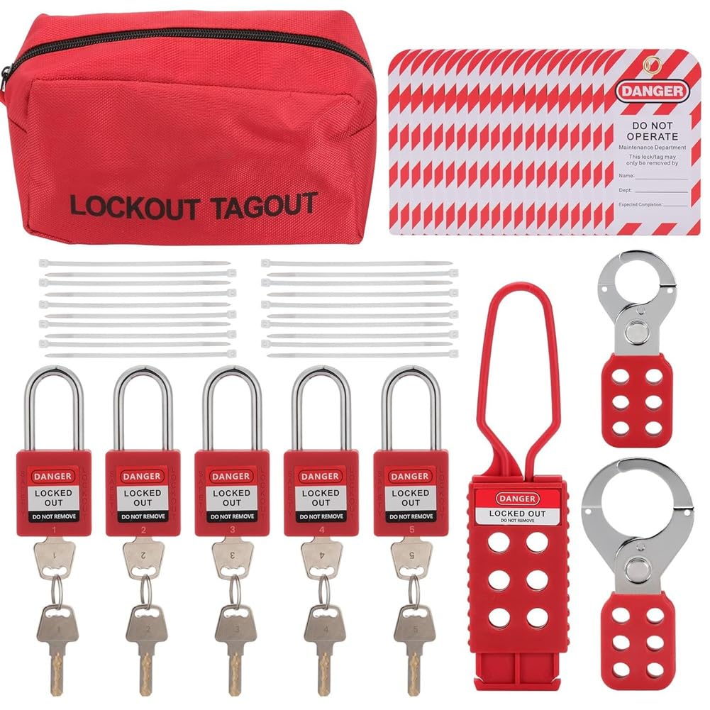 Littimoon Lockout Tagout Kit Electrical- with Padlocks,Hasps for Industrial/Electrical Equipment