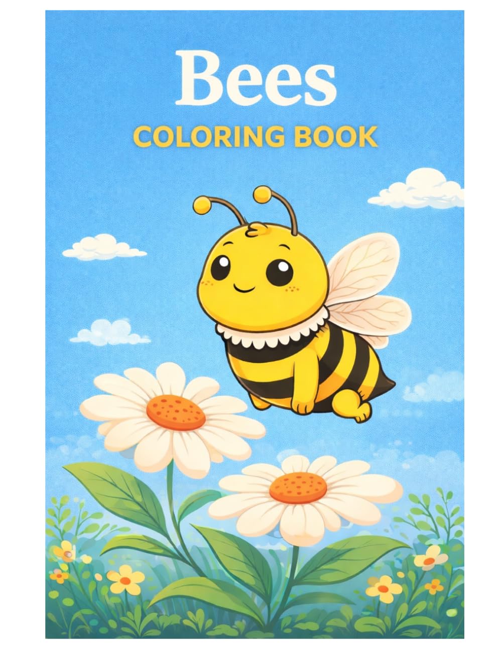 Bees Coloring Book: Cute Bee Coloring Pages for Kids – Easy and Fun Animal Coloring Book with Flowers