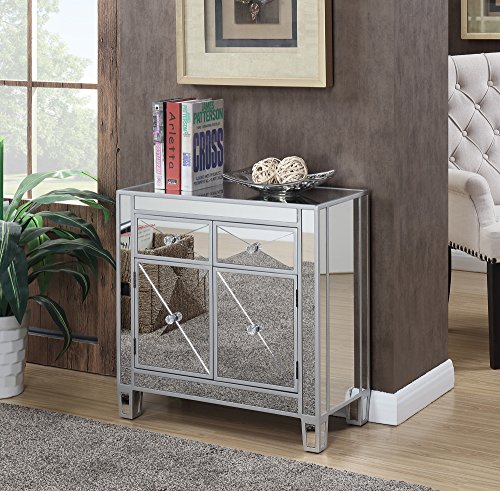 Convenience Concepts Gold Coast Vineyard 2 Drawer Mirrored Hall Table, Silver #TOP3