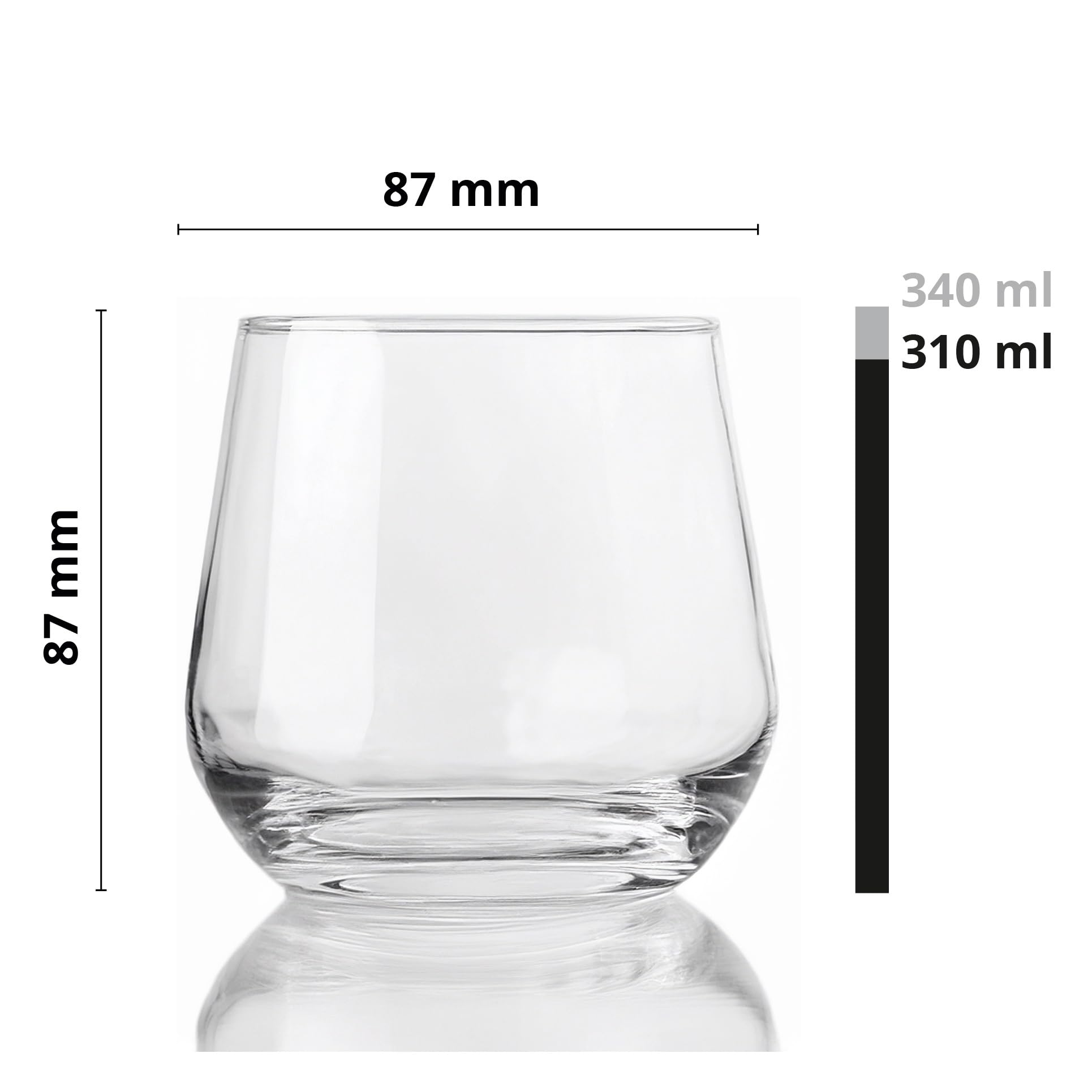 Glasmark KROSNO 1992 Set of 6 Pieces 310 ml Low Glass Dishwasher Resistant Water Juice Drinks (Pack of 2)