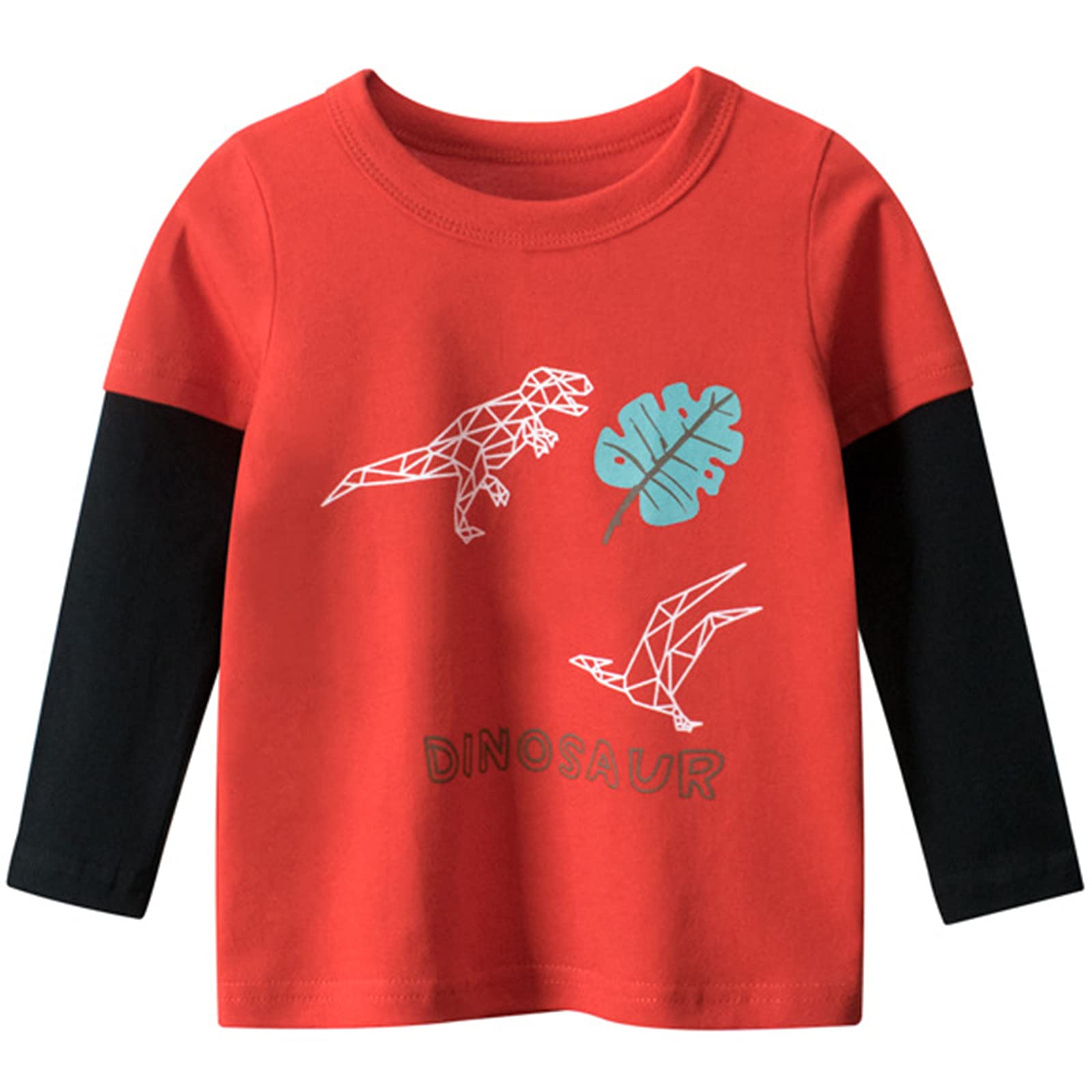 amropi Bambino Ragazzi 3 Pack Maglietta Stampa Dinosauro Manica Lunga Casuale Cotone T-Shirt per 1-8 Anni