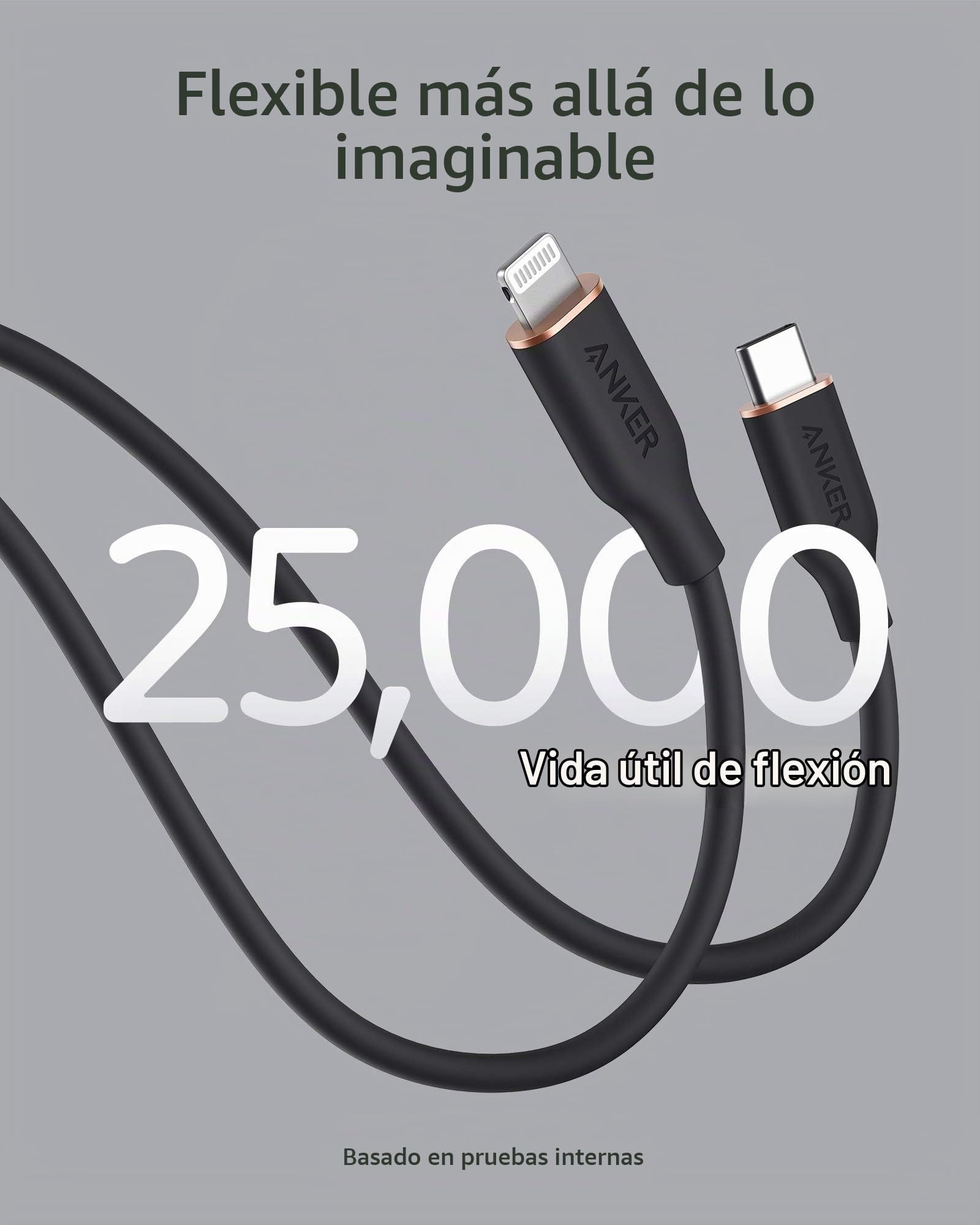 Anker Cable iPhone PowerLine III Flow, 90 cm, MFi, silicona | Compatible con iPhone 13/13 Pro Max/12/11 Pro/X/XS/XR/8 Plus y AirPods Pro. Negro