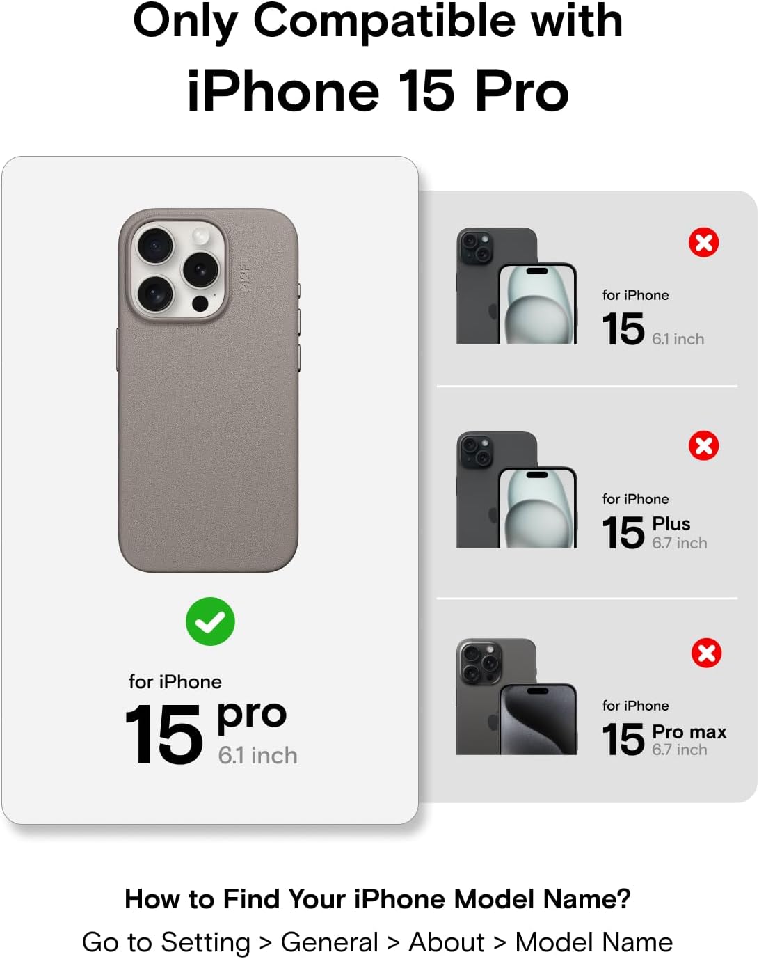 MOFT Designed for iPhone 15 Pro Case, MOVAS Vegan Leather Soft & Smooth & Anti-Scratch Protective Phone Case, Compatible with MagSafe, Fine Fiber Lining, Lifted Camera Ring Magnetic Case, Taupe image 4