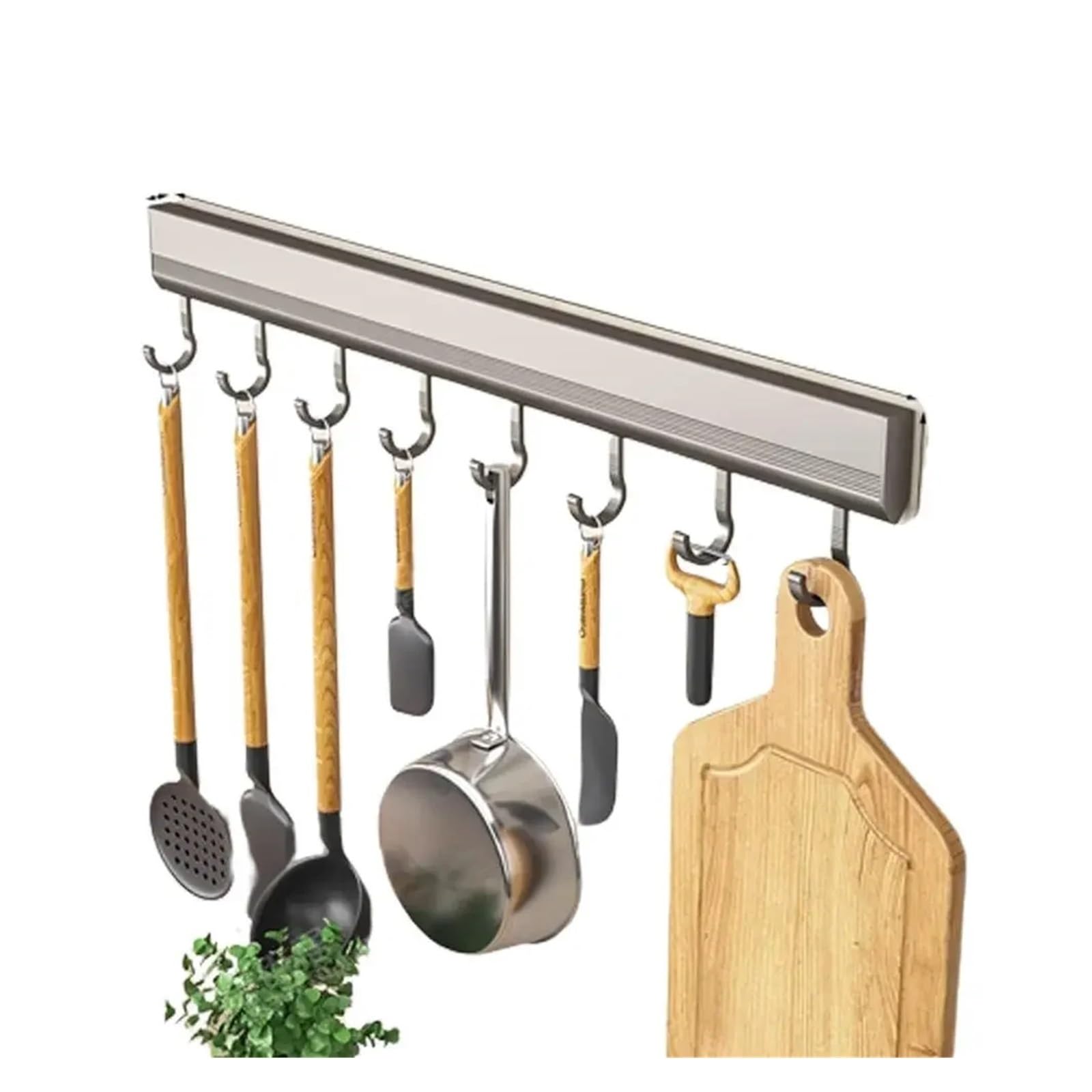 YCENJEPSAZ Wall Mounted Hooks Rack Punch Free Kitchen Utensils Row Towel Bathroom Hangers Storage Holder Multi-Purpose Hook Hooks Robe W6S2(8 Hook)