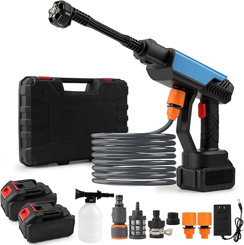 Cordless Pressure Washer, 900PSI Portable Pressure Washer,Handheld Pressure Gun with 6-in-1 Nozzle,16FT Drain Hose,Power Cleaner for Car Floor Wall