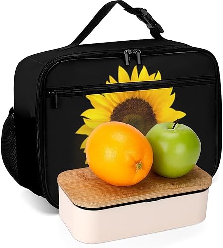 Miniatura 6 de Muishi Lonchera reutilizable con diseño de girasol amarillo, bolsa de almuerzo aislada, lonchera para comida y alimentos, bolsa de mano para