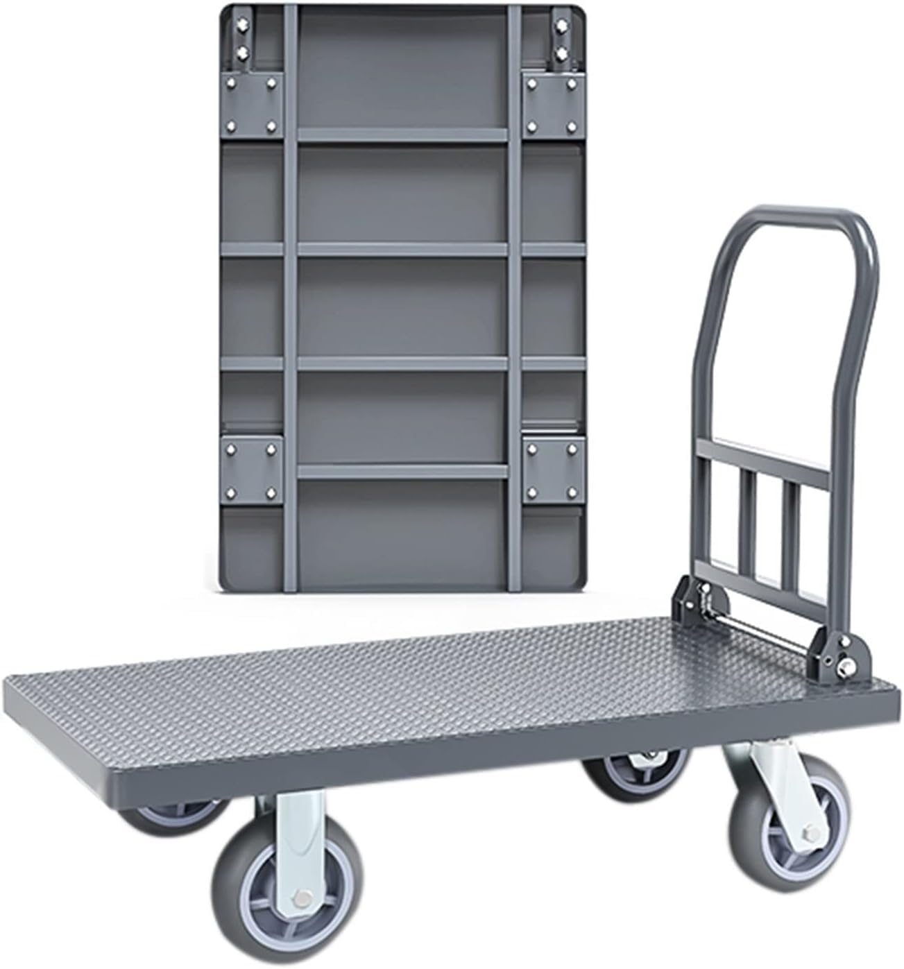 Hand carts, Push cart Foldable Heavy Duty, Non-Slip Surface, Maximum Load 600 kg with 4 Wheels(105 * 63 * 92cm)