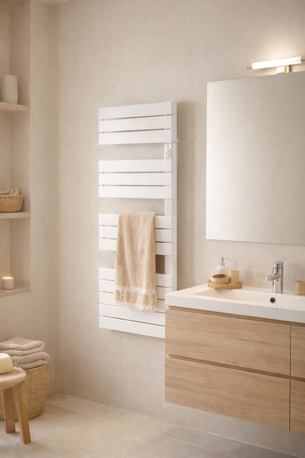 DREXON – Sèche-Serviettes Électrique ASTRA 750W Salle de Bain - Technologie Sans Fluide - Programmable - Thermostat Électronique - Fil Pilote 6 Ordres - Détection Fenêtre - Mode Boost