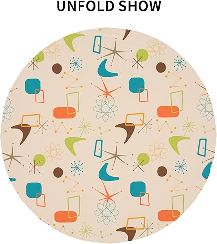 Miniatura 3 de Mantel redondo de mediados de siglo, moderno, atómico, retro, lavable, para vacaciones, decoración para cocina, cena, fiesta, talla única