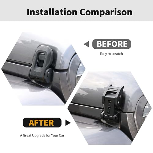 Miniatura 2 de Juego de pestillos de capó de aleación de aluminio de acero inoxidable para Jeep Wrangler JK JKU JL JLU y Gladiator JT 2007-2024, color negro