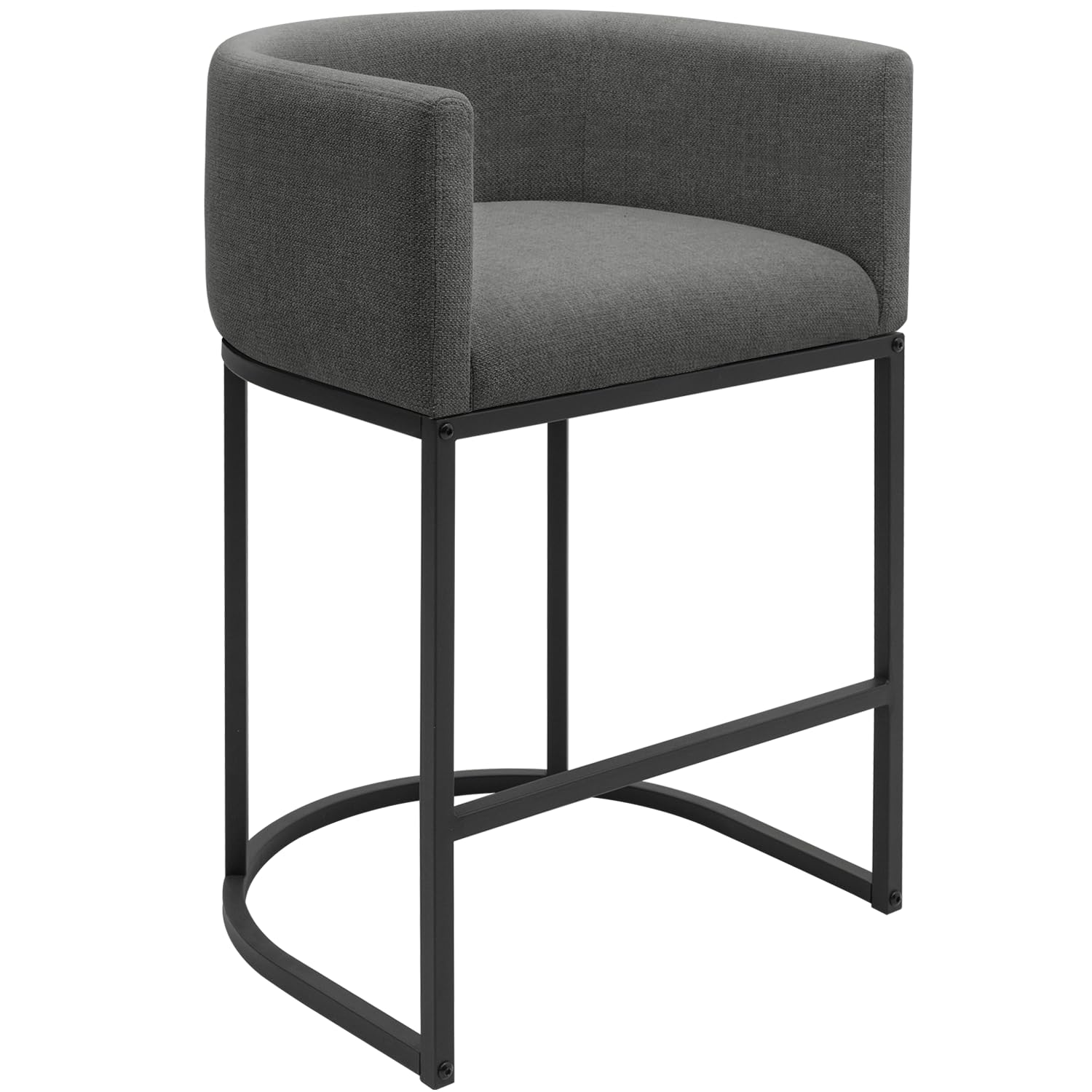 Counter Height Bar Stools, 24 Inch Seat Height Barstools for Dining Room, Fabric Upholstered Bar Chair for Kitchen Island, Linen Counter Stools with Metal Legs, Carbon Black