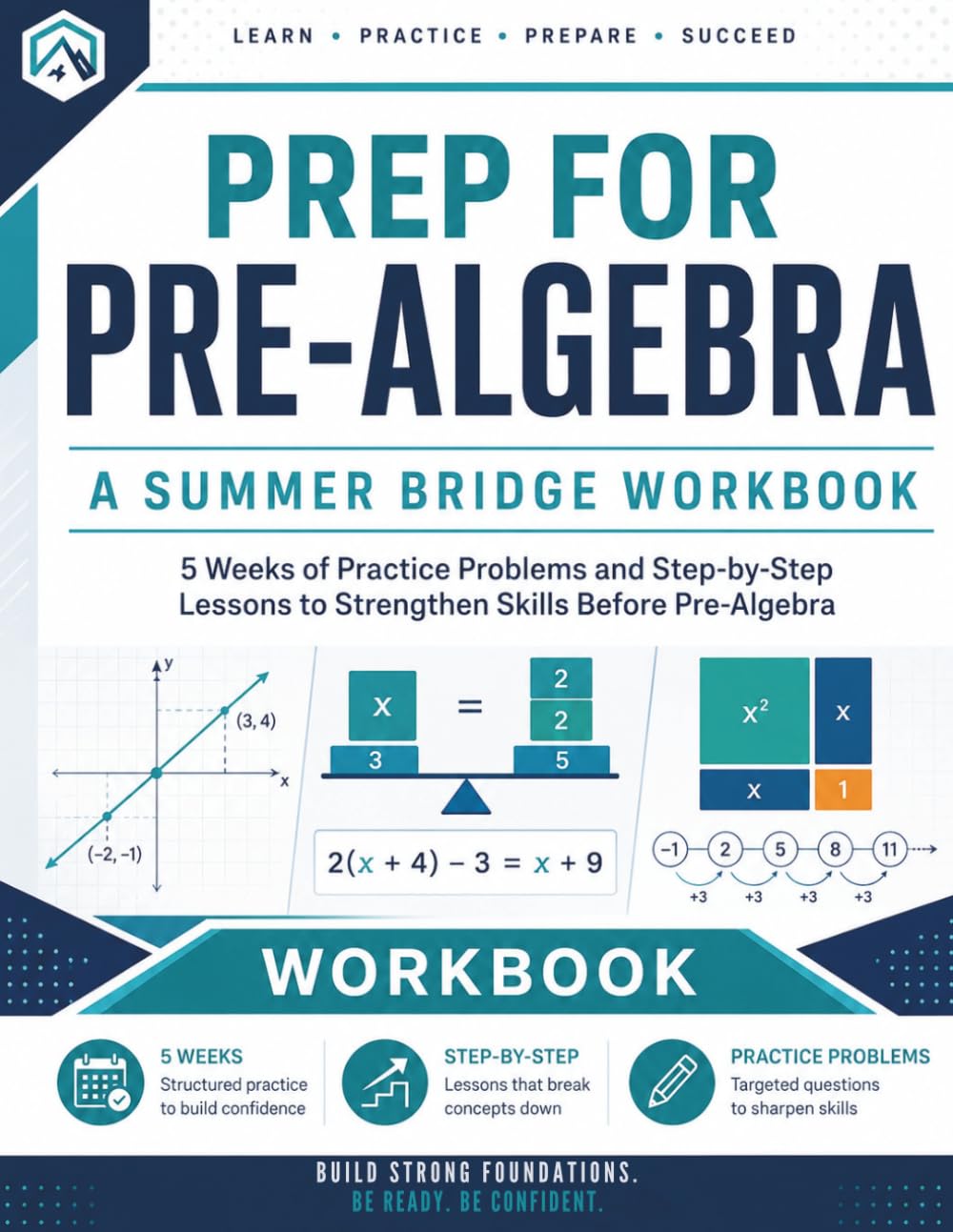 Prep For Pre-Algebra Workbook | A Summer Bridge Workbook: 5 Weeks of Practice Problems and Step-by-Step Lessons to Strengthen Skills before Pre-Algebra (Prep Math Workbook by Sam)