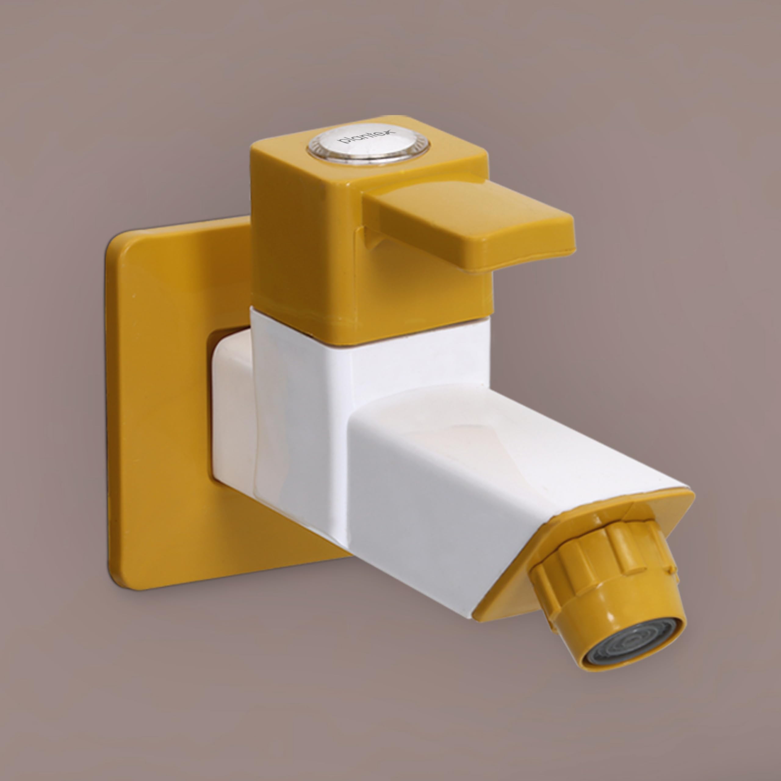 Plantex PTMT EDS-121 Single Lever Bib Cock for Bathroom with Water Saving Nozzle Attachment/Bib Tap with Plastic Wall Flange & Teflon Tape (Yellow and White)-image-31