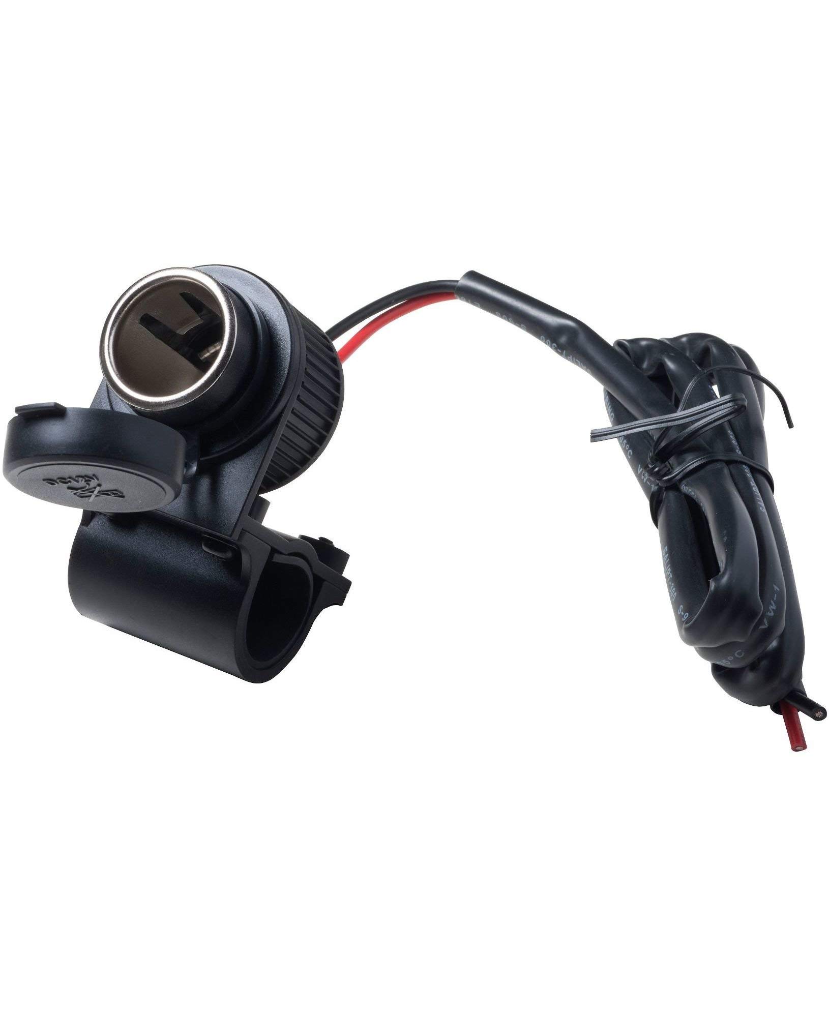 INTERPHONE ACCMOTOSOCKET Motorcycle Tubular Handlebar Power Supply Kit with Cigarette Lighter Plug, Black, Medium