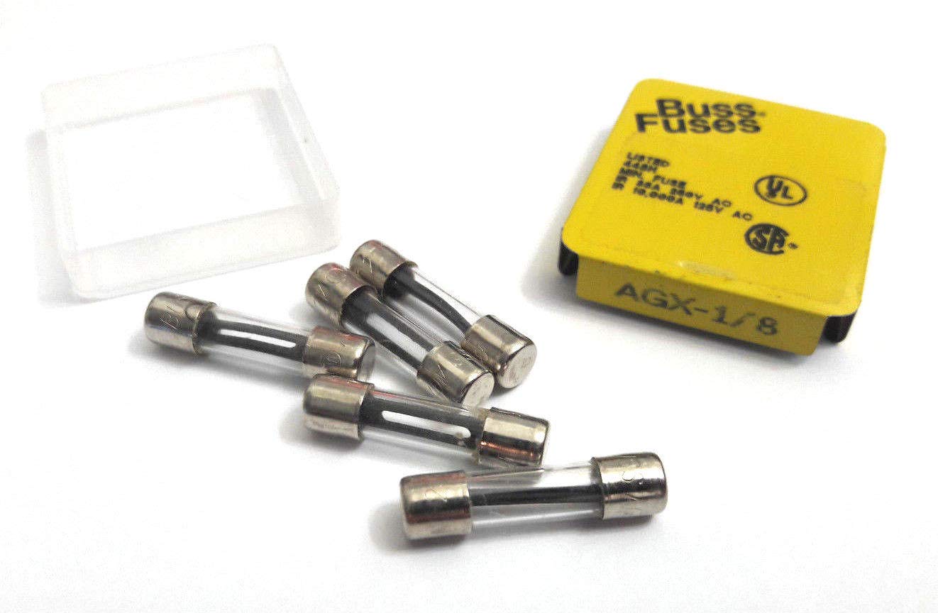 Bussmann agx-1/8 Agx Series Fuse, ad azione rapida, 1/8 Amp, 250 V, tubo di vetro, 1/10,2 x 2,5 cm (confezione da 5)