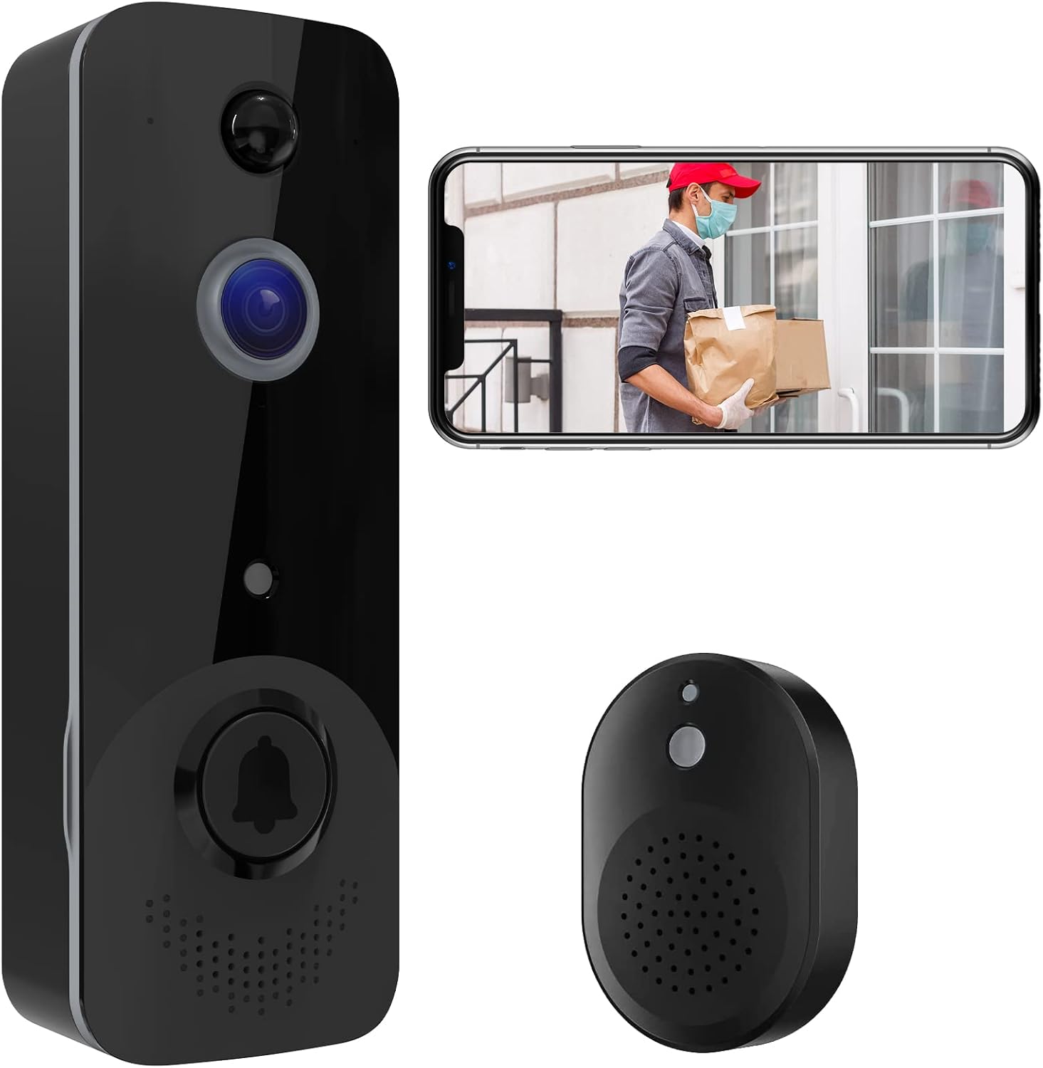 Doorbell Camera, Video Doorbell Wireless with Chime, 1080P HD Smart