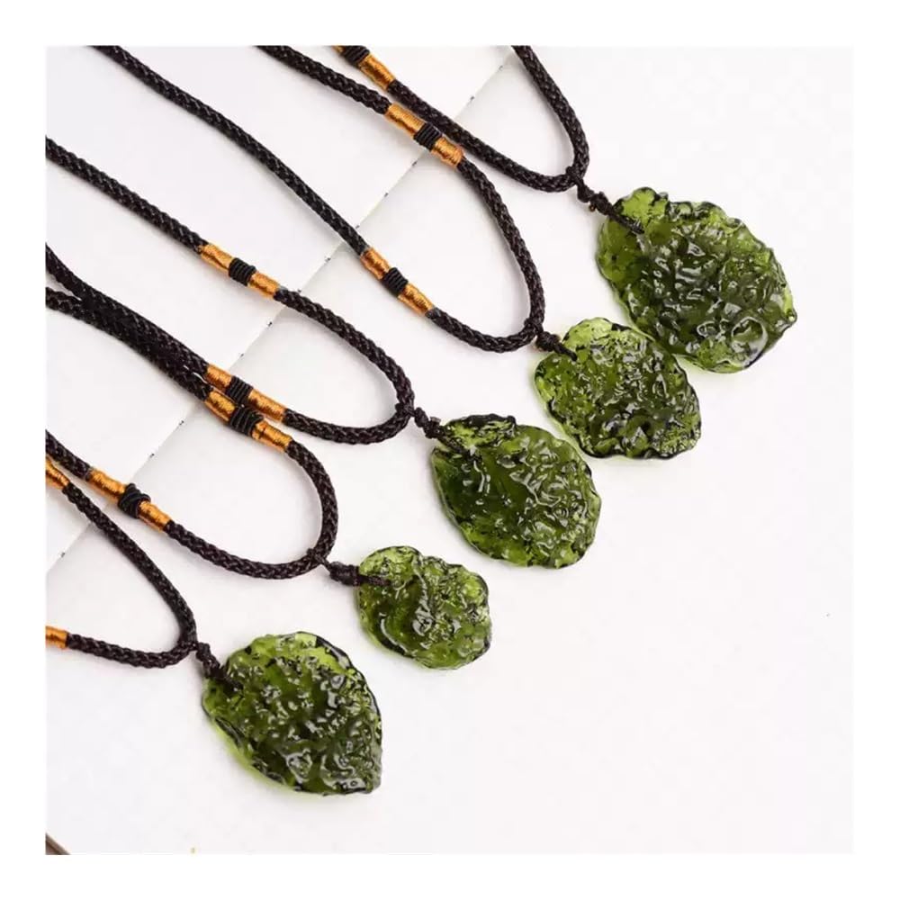 1PC Collana in vera Moldavite naturale Collana in meteorite ceco grezzo Cristallo energetico Pietra preziosa Elegante collana, regalo prezioso for gli amici(15-20g)