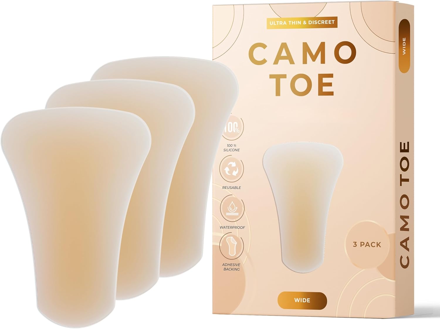 Camel Concealer Toe Wide, Anti Camel Hider Toe, Camel Underwear Guard, No Show Camel Cover For Women, Ultra-Thin, Extra Large (3 Pack)