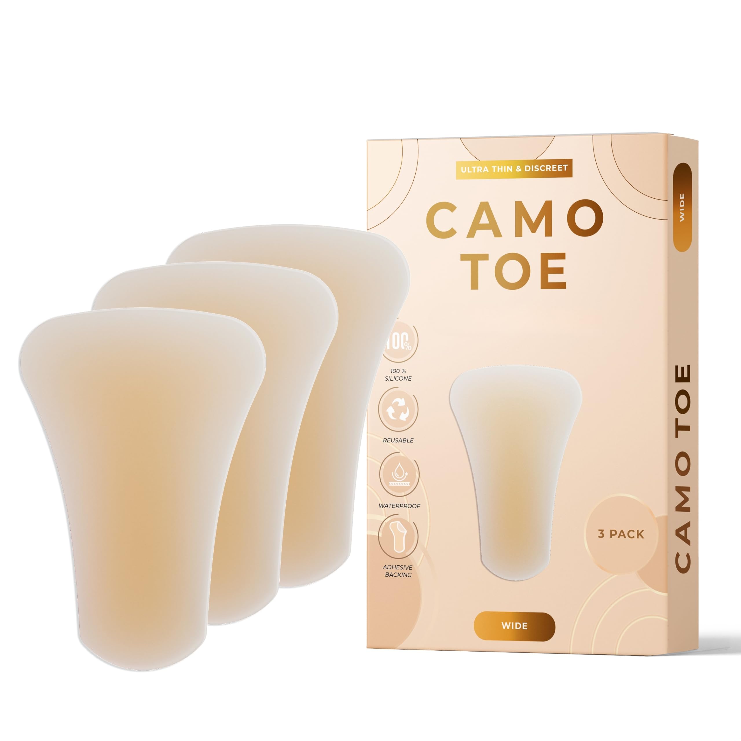 Wide Fit, Camel Concealer Toe, Anti Camel Hider, Silicone Underwear Guard, No Show Camel Cover For Women, Ultra-Thin, Extra-Large (3 Pack)