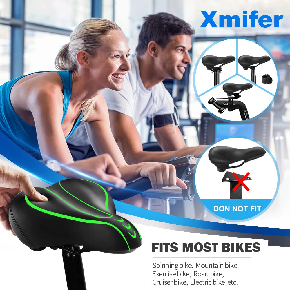 Selle de vélo surdimensionnée, confortable - Selle de vélo universelle de rechange - Siège de vélo en cuir imperméable avec mousse à mémoire de forme rembourrée - Selle de vélo pour homme/femme