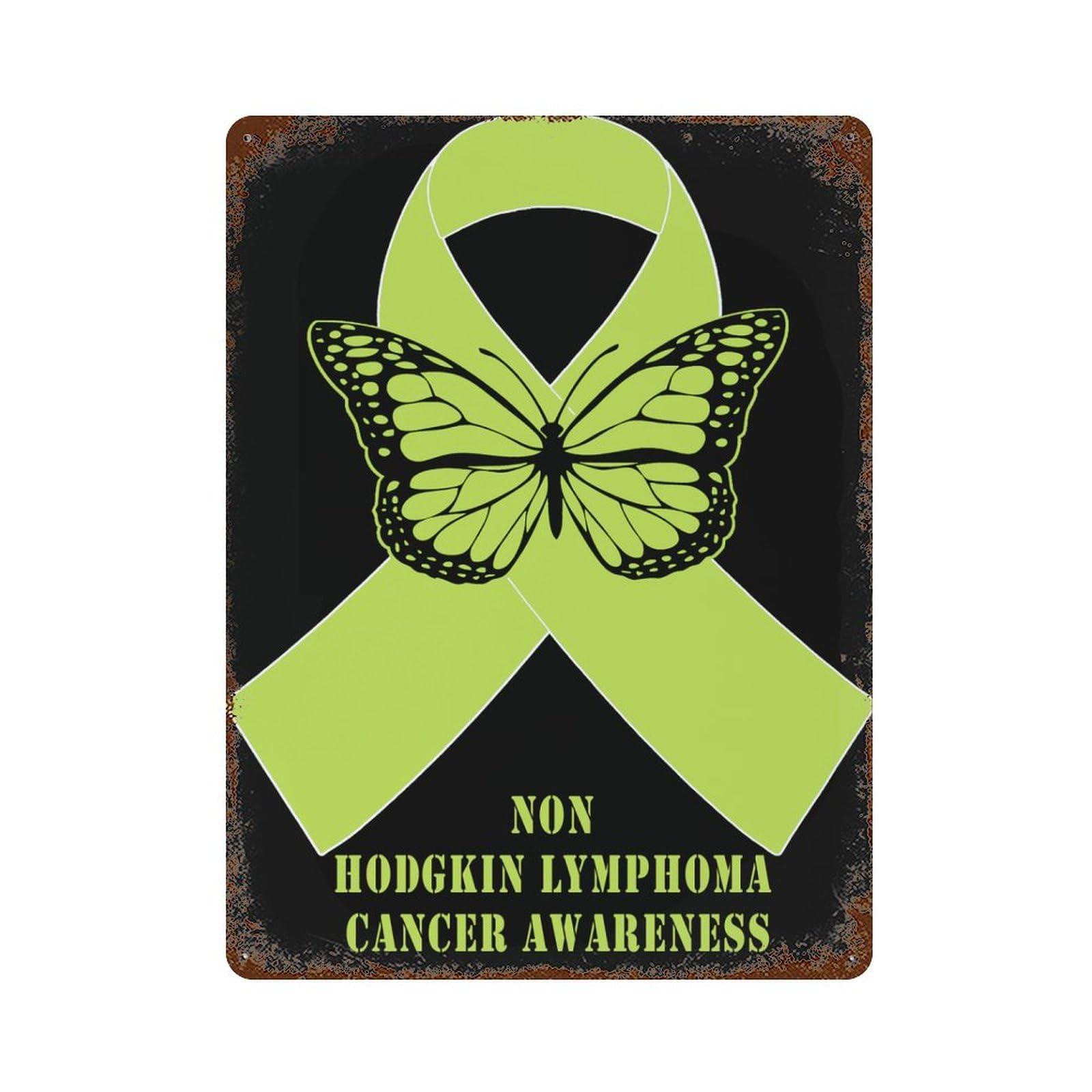 KWQDOZF Non Hodgkin Lymphoma Cancer Awareness 1 Theme Metal Tin Sign,Vintage Iron Hanging Plate Vertical with Rust Poster Wall Decor 12x16inch
