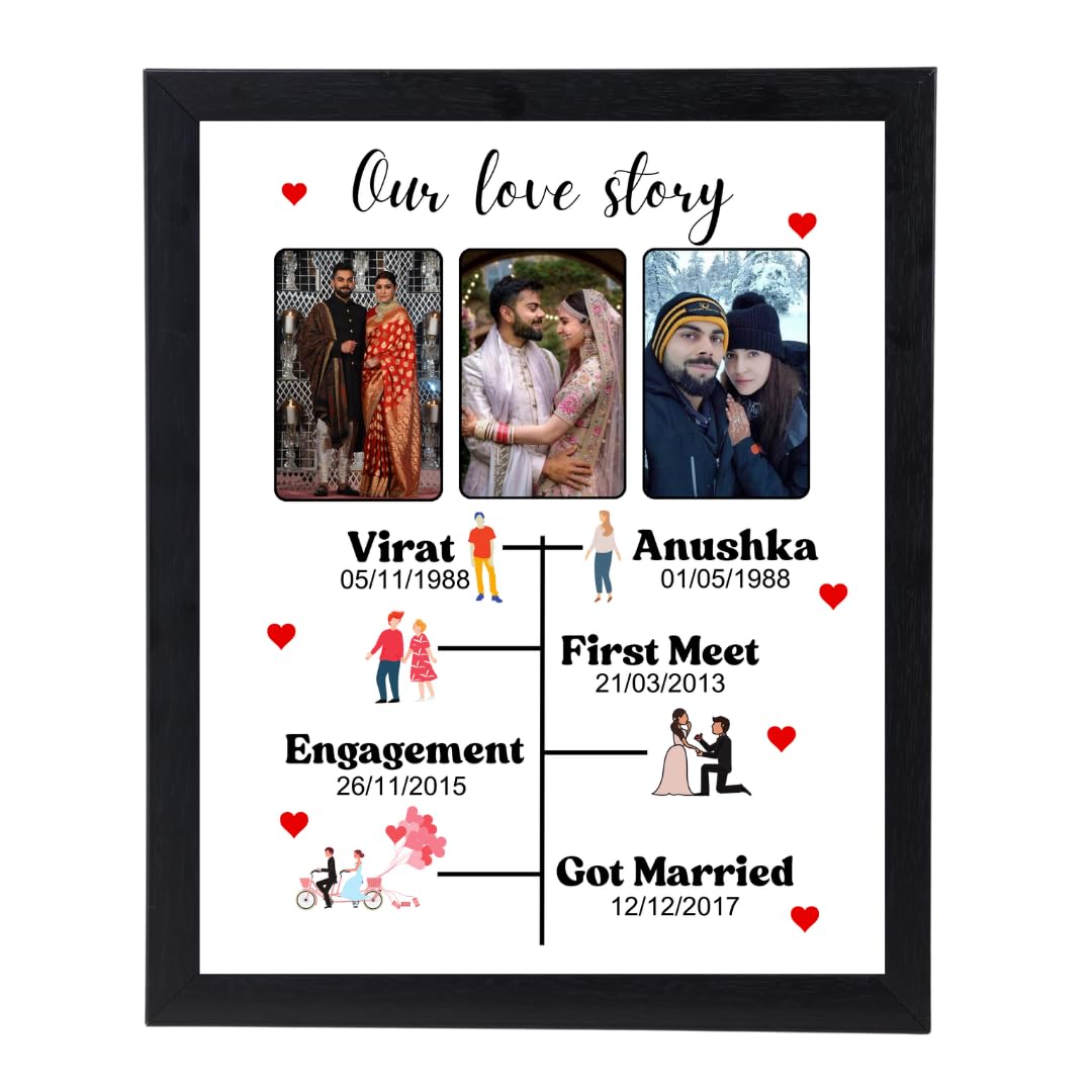 THE GIFTICIAN Customized Our Love Story Collage Frame I Personalized Black Photo Frame with photo upload | Personalised Gift for loved one Anniversary Birthday Couple | (8 x 10 Inch) (B0D6VMQM6L) Amazon Price History, Amazon Price Tracker